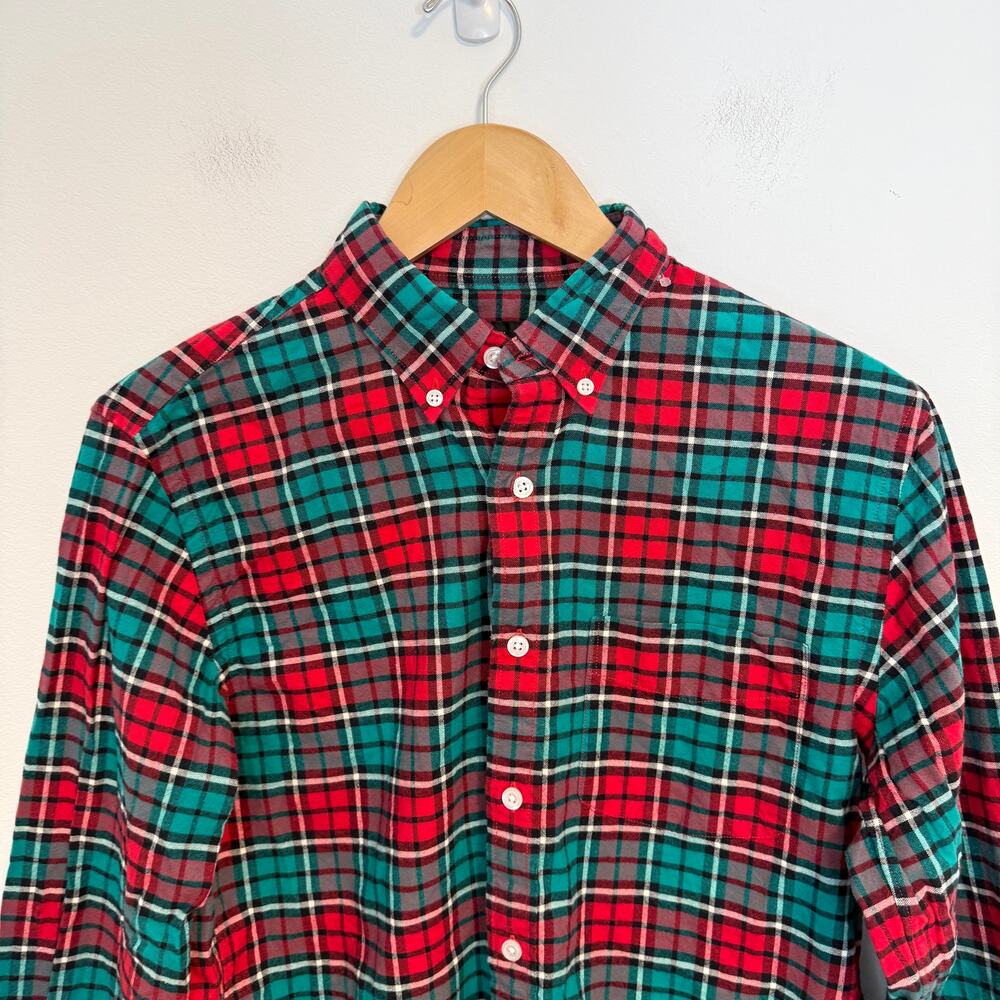 J. Crew Men's Oxford Plaid Cotton Button Down Shirt In Red Green Size Small - Picture 2 of 9